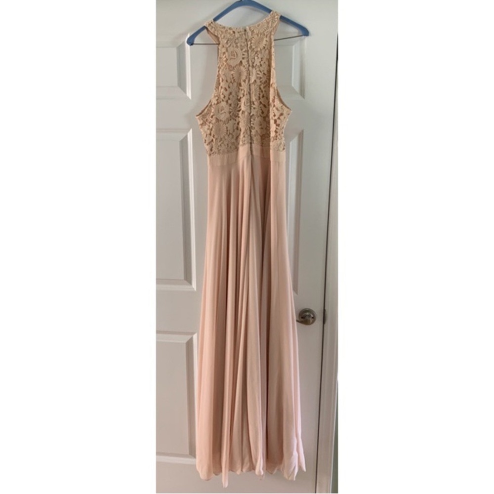 Lulu’s Picture Perfect Floral Crochet Lace S Maxi Dress Blush like new- no tag